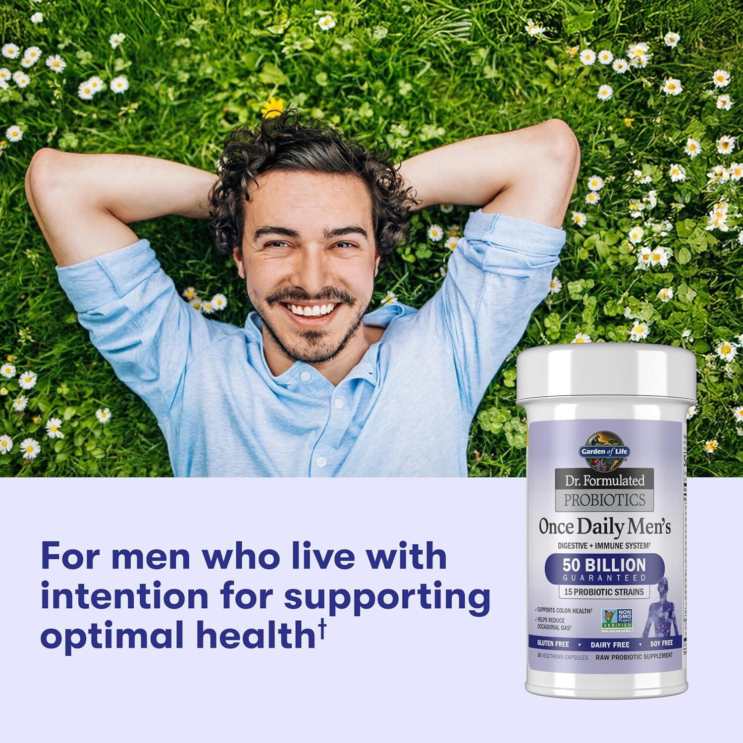 image:imageGarden of Life Probiotics for Men Dr Formulated 50 Billion CFU 15 Probiotics for Digestive Health Organic Prebiotic Fiber Colon amp Immune Support Daily Gas Relief Shelf Stable 30 Capsules30 Count Pack of 1