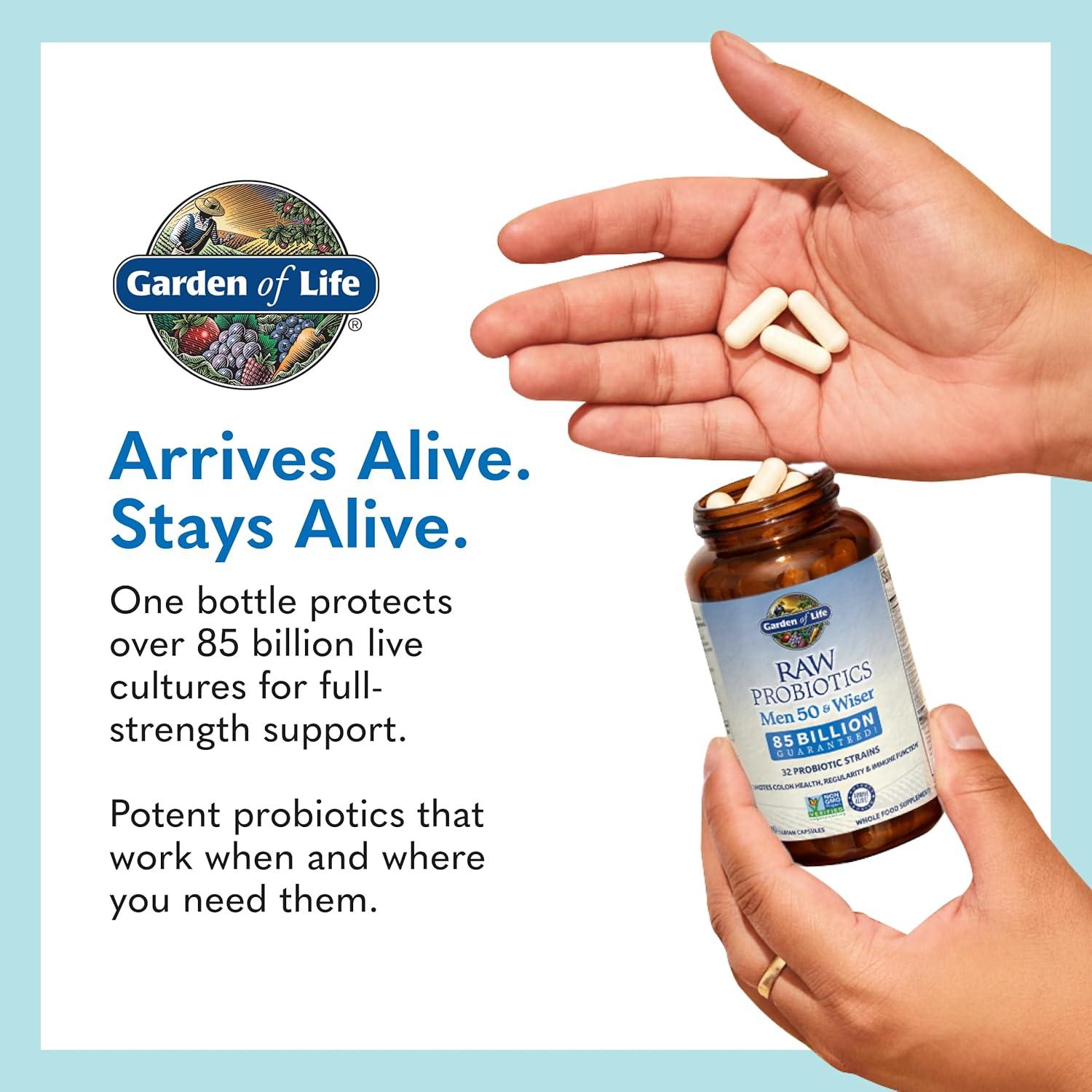 image:imageGarden of Life Raw Probiotics Men 50 amp Wiser 85 Billion Live Cultures Supports Immune Colon amp Gut Health 90 Vegetarian Capsules