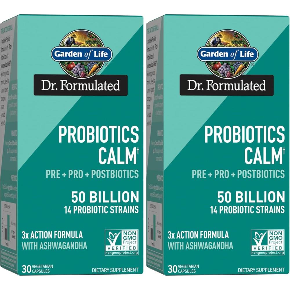 image:imageGarden of Life Dr Formulated Pre Post amp Probiotics Calm 50 Billion CFU Daily 3in1 Complete Supplement with Ashwagandha  Mood Support Digestive amp Immune Support 30 Vegetarian Capsules30 Count Pack of 2
