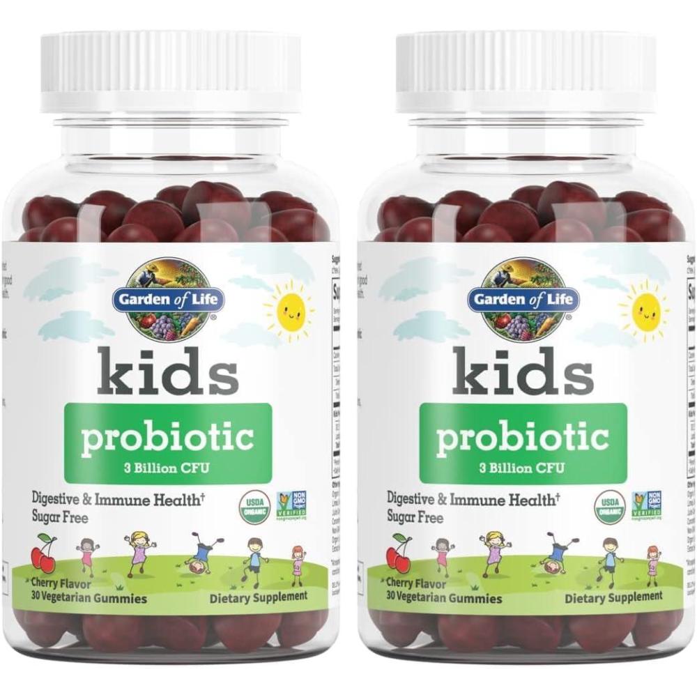 image:imageGarden of Life Kids Probiotic 3 Billion CFU Cherry Flavor Gummies  Sugar Free Once Daily Probiotics for Kids Probiotics plus Fiber for Childrens Digestive amp Immune Health 30 Vegetarian Gummies30 Count Pack of 2