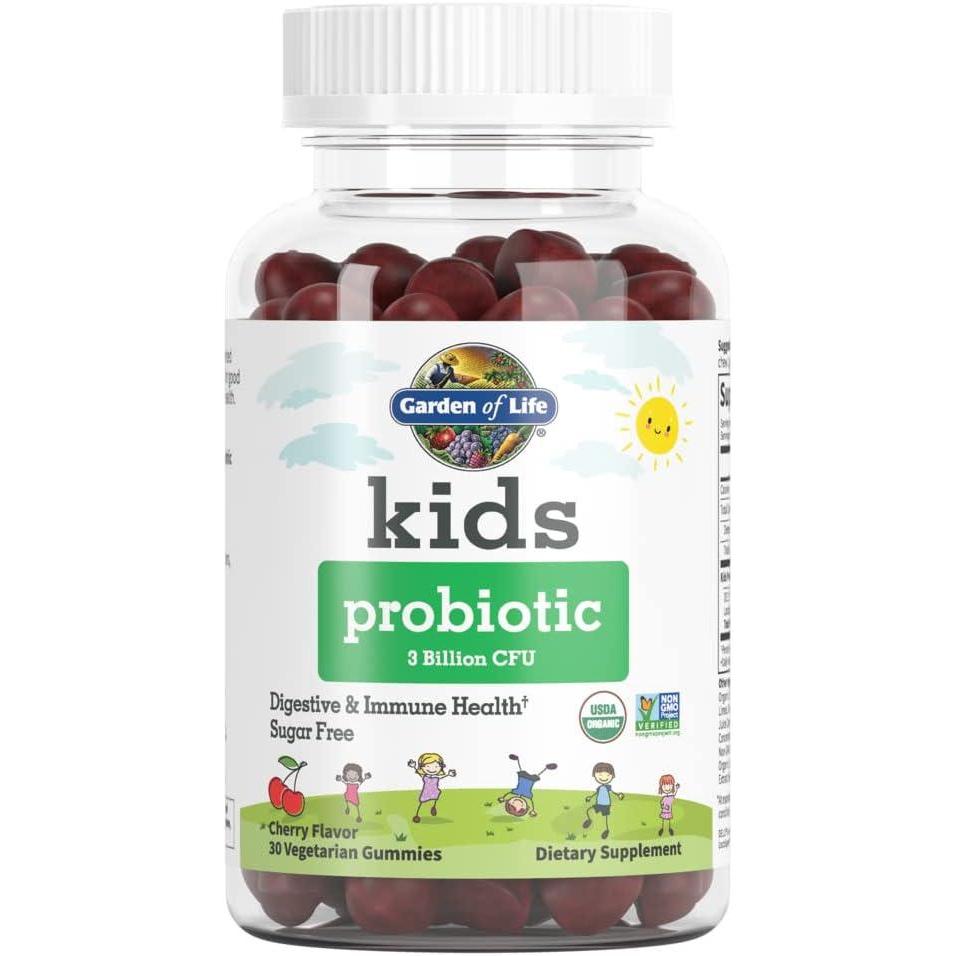 image:imageGarden of Life Kids Probiotic 3 Billion CFU Cherry Flavor Gummies  Sugar Free Once Daily Probiotics for Kids Probiotics plus Fiber for Childrens Digestive amp Immune Health 30 Vegetarian Gummies30 Count Pack of 1