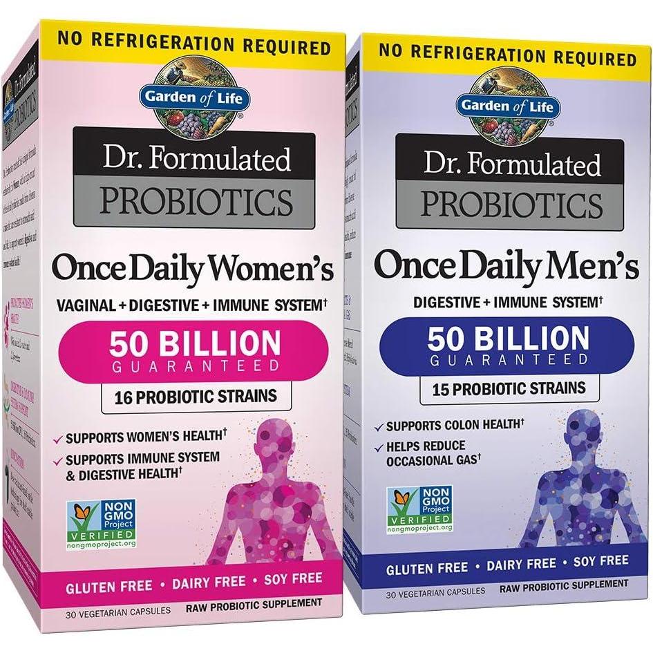 image:imageGarden of Life Probiotic Bundle Dr Formulated Once Daily Womens amp Mens Probiotics 50 Billion CFU Shelf Stable NonGMO Probiotic for Men amp Women with Prebiotic Fiber 30 Capsules Each