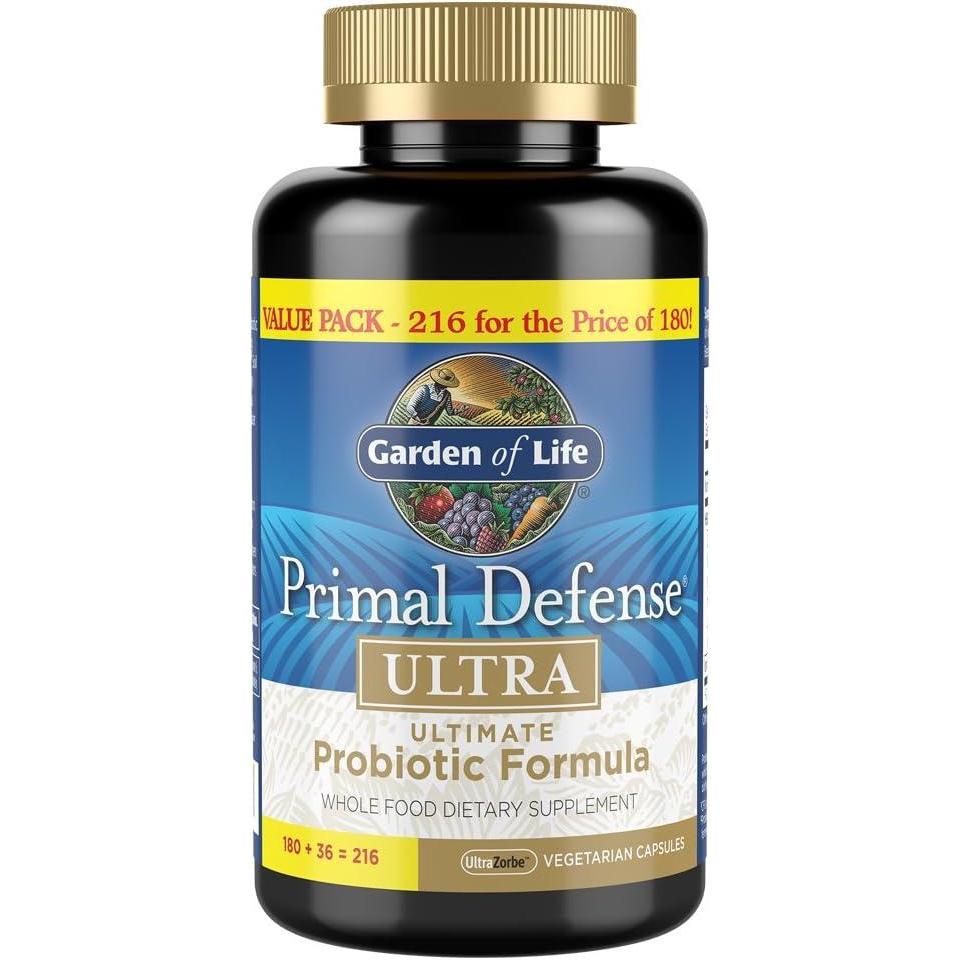 image:imageGarden of Life Probiotics for Digestive Health Balance Primal Defense Ultra Ultimate Formula 15 Billion CFU and 13 Strains Plus HSOs Vegetarian and Gluten Free 90 Capsules216 Count Pack of 1
