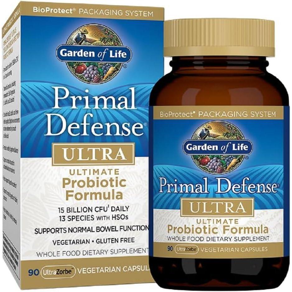 image:imageGarden of Life Probiotics for Digestive Health Balance Primal Defense Ultra Ultimate Formula 15 Billion CFU and 13 Strains Plus HSOs Vegetarian and Gluten Free 90 Capsules90 Count Pack of 1
