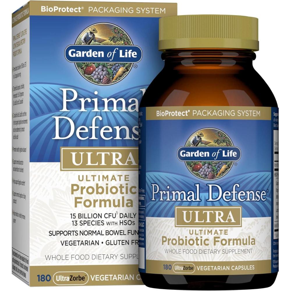 image:imageGarden of Life Probiotics for Digestive Health Balance Primal Defense Ultra Ultimate Formula 15 Billion CFU and 13 Strains Plus HSOs Vegetarian and Gluten Free 90 Capsules180 Count Pack of 1