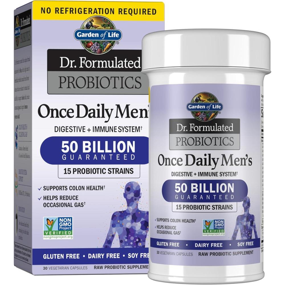 image:imageGarden of Life Probiotics for Men Dr Formulated 50 Billion CFU 15 Probiotics for Digestive Health Organic Prebiotic Fiber Colon amp Immune Support Daily Gas Relief Shelf Stable 30 Capsules30 Count Pack of 6