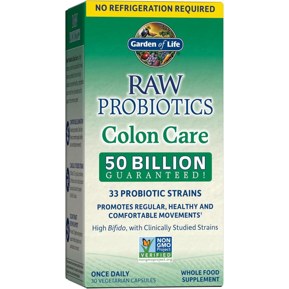 image:imageGarden of Life Probiotics for Women and Men Raw Probiotics Colon Care 50 Billion CFU and Enzymes Shelf Stable Once Daily Acidophilus Probiotic for Regularity and Immune Health Support 30 Capsules30 Count Pack of 6