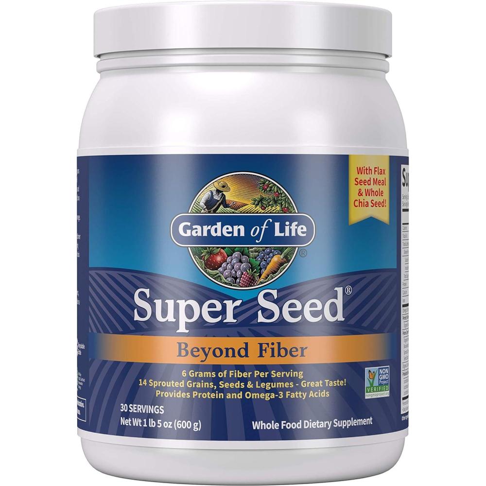 image:imageGarden of Life Super Seed  Vegetarian Whole Food Fiber Supplement with Protein and Omega 3 5oz 600g Powder
