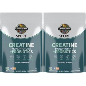 Creatine Monohydrate Powder for Women and Men by Garden of Life, Micronized Pre Workout with Probiotics for Muscle, Strength, Performance, Sport Amino Energy, About 60 Easy to Mix Unflavored Servings(12.28 Ounce (Pack of 2))
