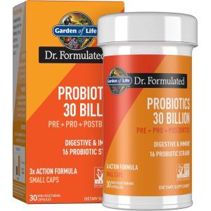 Garden of Life Dr Formulated Once Daily 3-in-1 Complete Probiotics, Prebiotics & Postbiotics – PRE + PRO + POSTBIOTIC Supplement for Adults’ Digestive & Immune Health, 30 Billion CFU, 30 Day Supply(Unflavored)