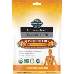 Garden of Life Dr. Formulated Organic Fiber Powder, Unflavored, Prebiotic Superfood Fiber Supplement, Constipation Relief, Psyllium Free, 32 Servings(Citrus)