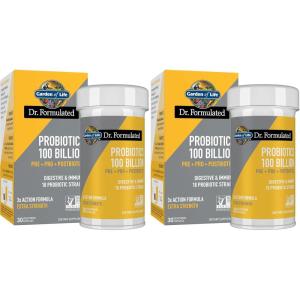 Garden of Life Dr. Formulated Pre, Post & Probiotics 100 Billion CFU Once Daily 3-in-1 Complete Probiotics, Prebiotics & Postbiotics Supplement for Women and Men – Extra Strength, 30 Day Supply(30 Count (Pack of 2))