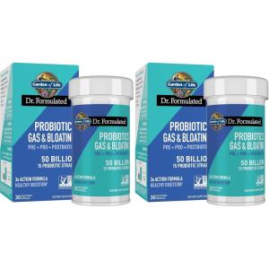Garden of Life Dr. Formulated Pre, Post & Probiotics Gas & Bloating Once Daily 3-in-1 Complete Prebiotics, Postbiotics & Probiotics – 50 Billion CFU, Non-GMO, Gluten-Free, 30 Day Supply(30 Count (Pack of 2))