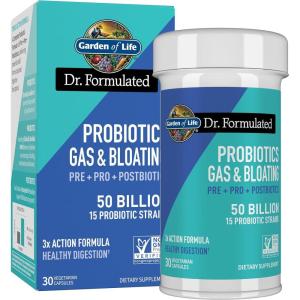 Garden of Life Dr. Formulated Pre, Post & Probiotics Gas & Bloating Once Daily 3-in-1 Complete Prebiotics, Postbiotics & Probiotics – 50 Billion CFU, Non-GMO, Gluten-Free, 30 Day Supply(30 Count (Pack of 1))