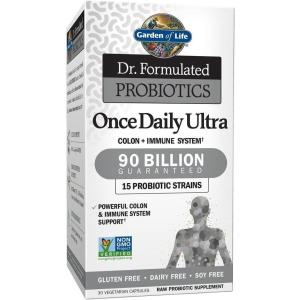 Garden of Life Dr. Formulated Probiotics Once Daily Ultra – 90 billion CFU – Daily Probiotic for Colon & Immune Support – 30 Vegetarian Capsules