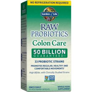 Garden of Life Probiotics for Women and Men – Raw Probiotics Colon Care 50 Billion CFU and Enzymes, Shelf Stable Once Daily Acidophilus Probiotic for Regularity and Immune Health Support, 30 Capsules(30 Count (Pack of 6))