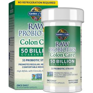 Garden of Life Probiotics for Women and Men – Raw Probiotics Colon Care 50 Billion CFU and Enzymes, Shelf Stable Once Daily Acidophilus Probiotic for Regularity and Immune Health Support, 30 Capsules(30 Count (Pack of 1))