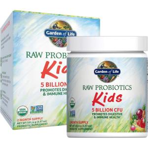 Garden of Life Raw Probiotics Kids – 5 Billion CFU – Whole Food Probiotic for Gut Health & Immune Support – for Children Ages 1 Year & Older – 60 Servings
