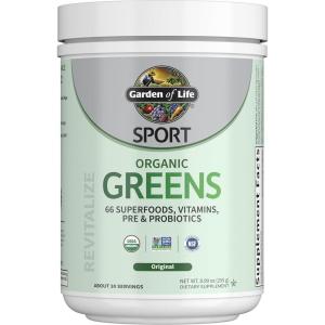 Garden of Life Sport Nutrition Greens and Superfoods Powder for Women and Men – Apple Berry, Organic Blend – Spirulina, Fruit, Vitamins, Pre & Probiotics, Mushrooms, Athletic Supplements, 30 Servings(Unflavored)