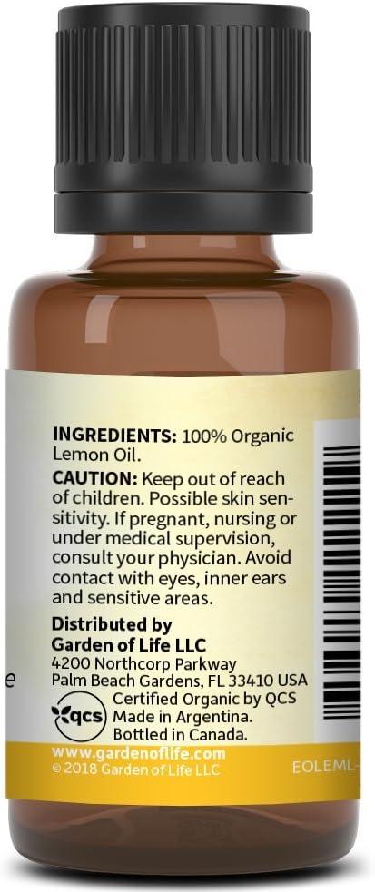 image:imageGarden of Life Essential Oil Lemon 05 fl oz 15 mL 100 USDA Organic amp Pure Clean Undiluted amp NonGMO for Diffuser Aromatherapy Meditation Joyful Aromatic Calming Refreshing
