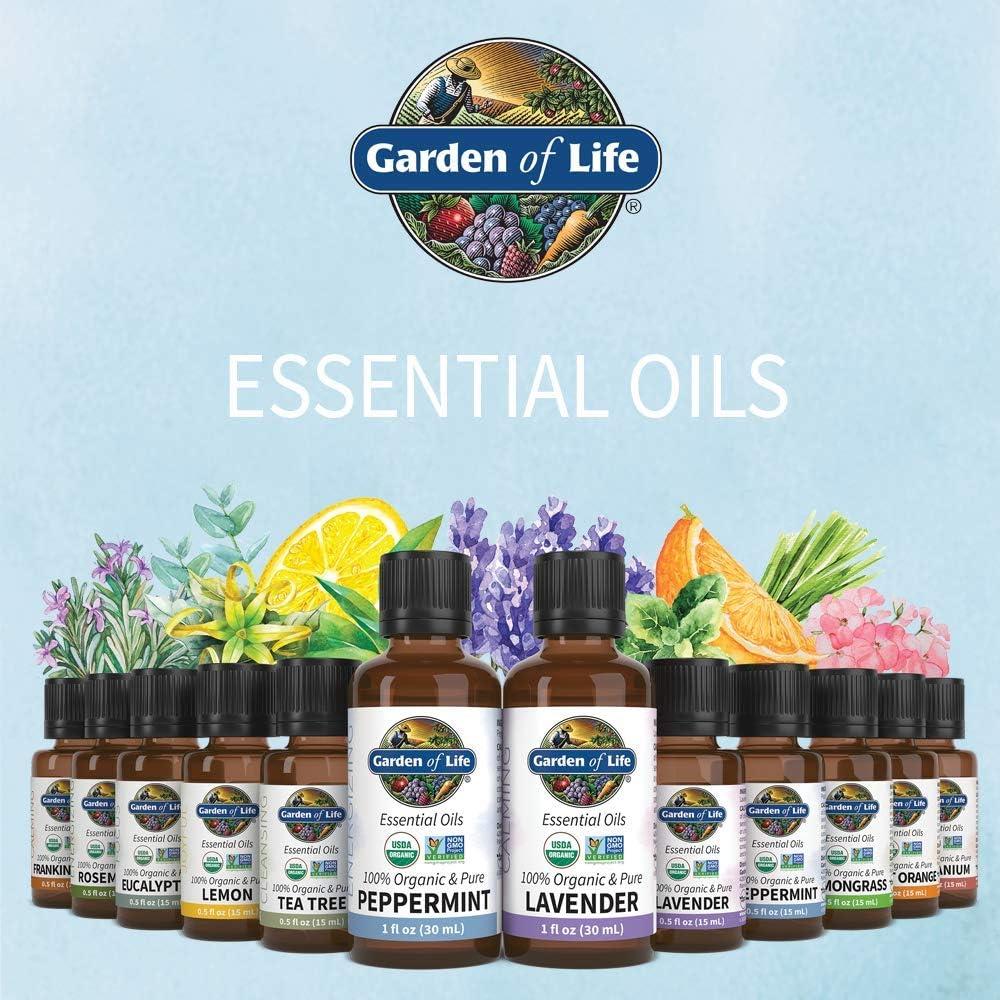 image:imageGarden of Life Essential Oils Starter Pack Lavender Peppermint Lemon Tea Tree 2 fl oz Liquid 60 mL Set of 405 fl oz Bottles 100 USDA Organic amp Pure NonGMO for Diffuser Aromatherapy