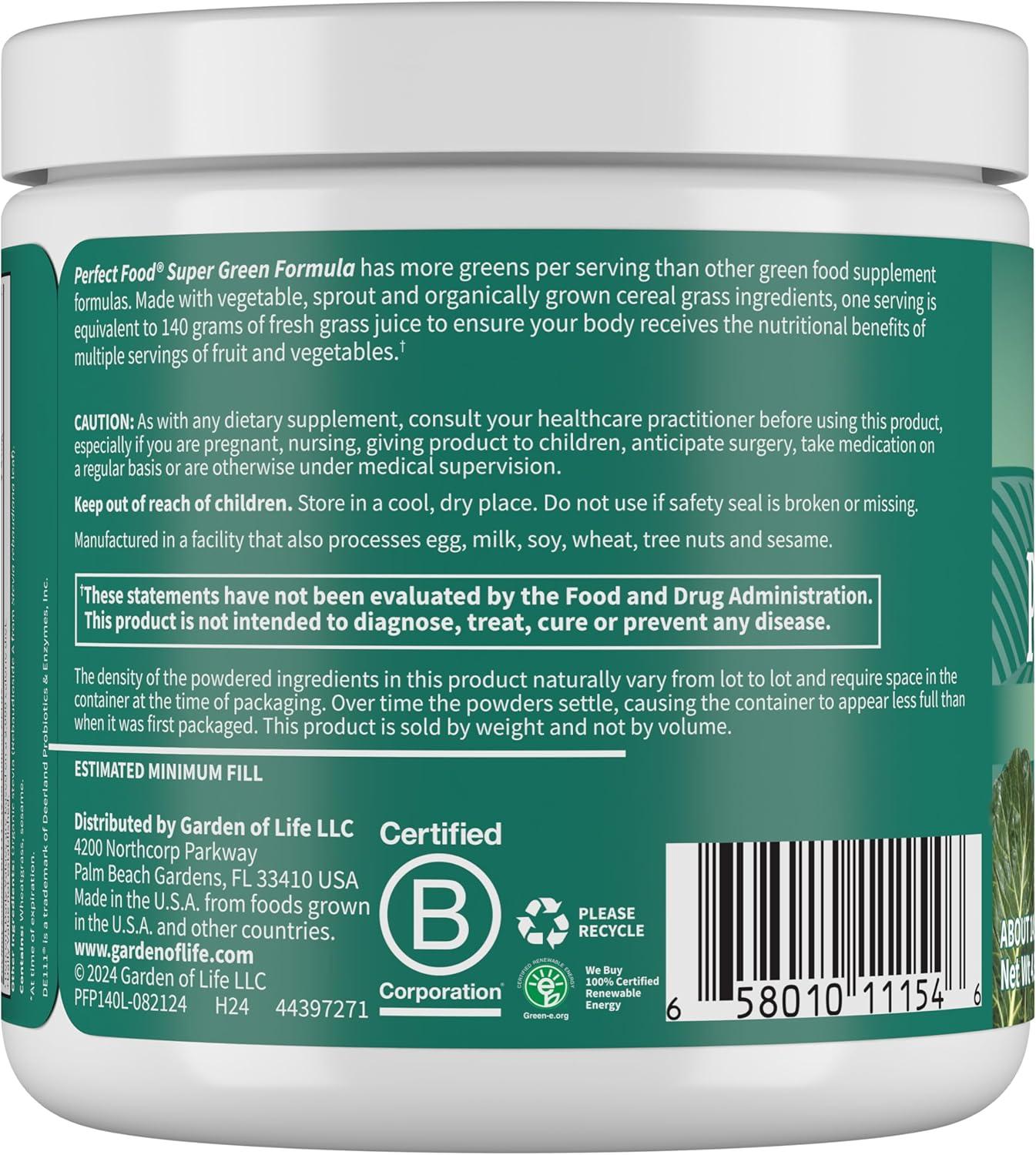 image:imageGarden of Life Perfect Food Super Green Formula 14 Servings 45 Superfoods Greens Fruit amp Veggie Juice Superfood Powder Supplement Probiotics amp Organic Spirulina for Digestion amp Immune HealthVegetable