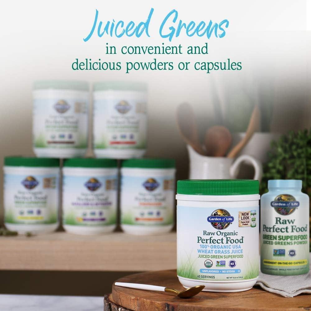 image:imageGarden of Life Raw Organic Perfect Food 100 Organic USA Wheat Grass Juice Juiced Green Superfood Greens Powder 60 Servings SteviaFree NonGMO Vegan Gluten Free Whole Food Dietary Supplement