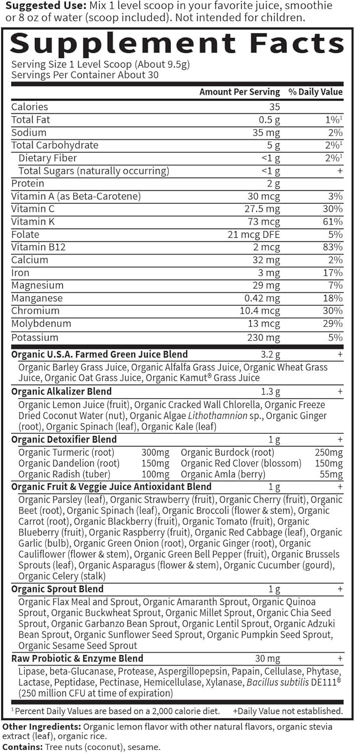 image:imageGarden of Life Raw Organic Perfect Food Alkalizer and Detoxifier Lemon Ginger Flavored Superfood Powder Supplement 30 ServingsLemon and ginger