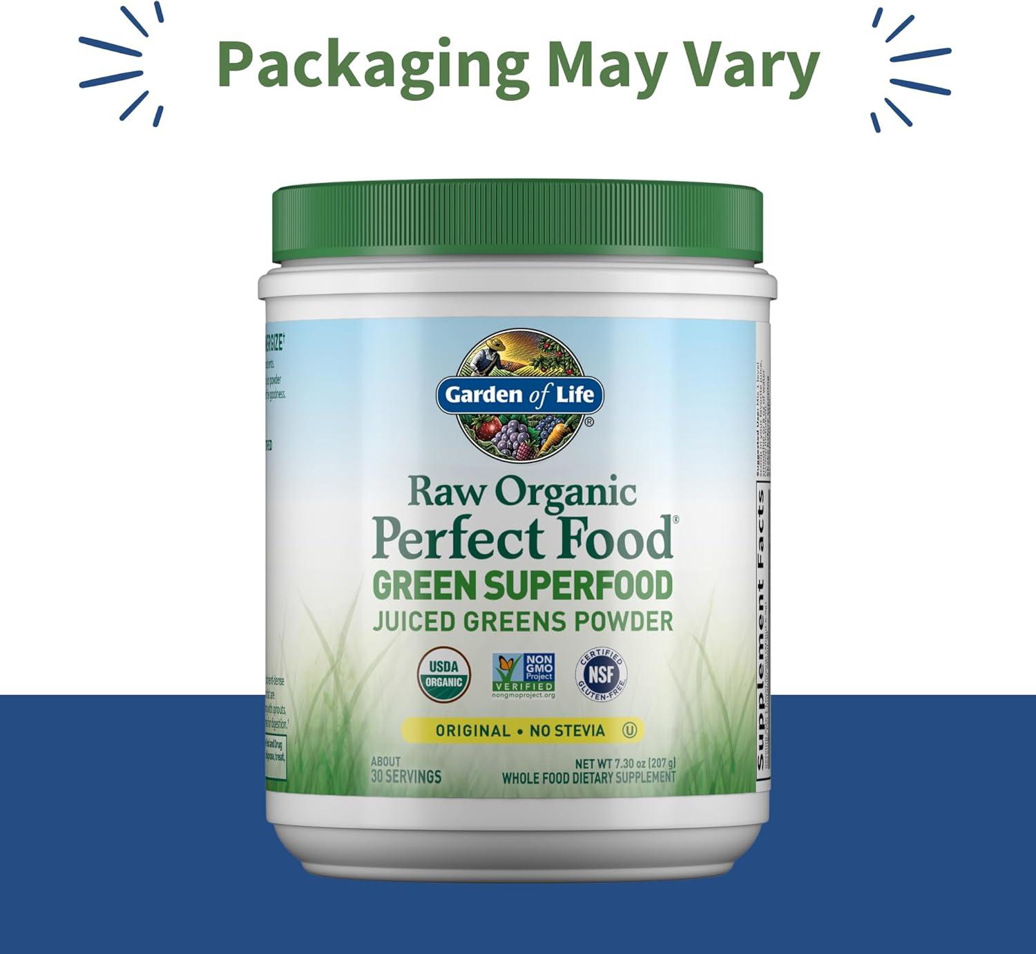 image:imageGarden of Life Raw Organic Perfect Food Green Superfood Juiced Greens Powder Original SteviaFree 30 Servings NonGMO Gluten Free Whole Food Dietary Supplement Alkalize Detoxify EnergizeOriginal