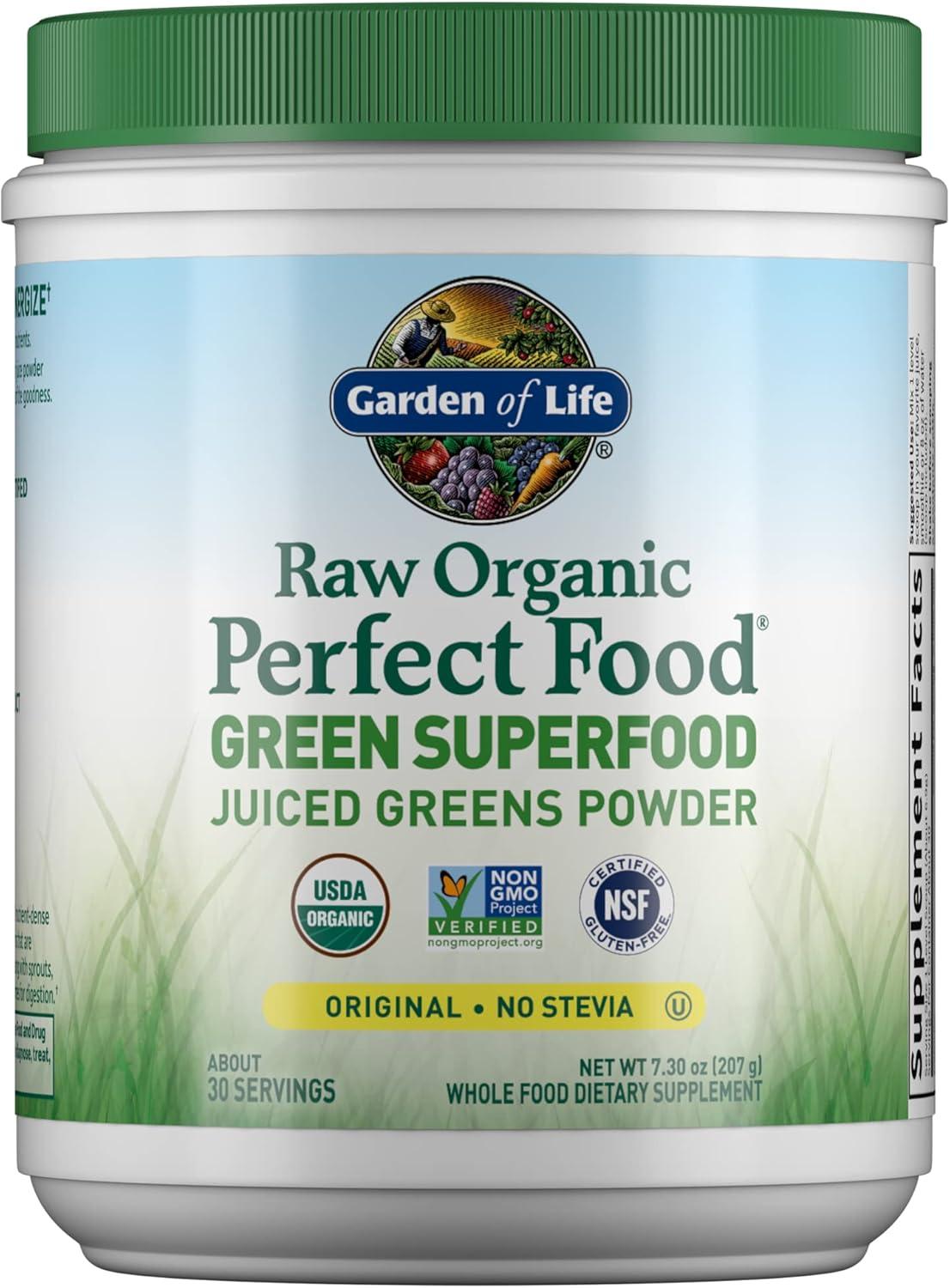 image:imageGarden of Life Raw Organic Perfect Food Green Superfood Juiced Greens Powder Original SteviaFree 30 Servings NonGMO Gluten Free Whole Food Dietary Supplement Alkalize Detoxify EnergizeOriginal