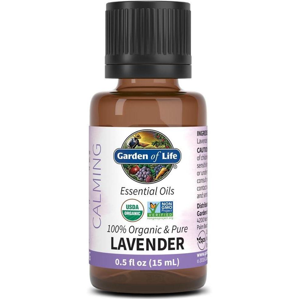 image:imageGarden of Life Essential Oil Lavender 05 fl oz 15 mL 100 USDA Organic amp Pure Clean Undiluted amp NonGMO  for Diffuser Aromatherapy Meditation Skincare Sleep  Calming Relaxing Soothing05 Fl Oz Pack of 1
