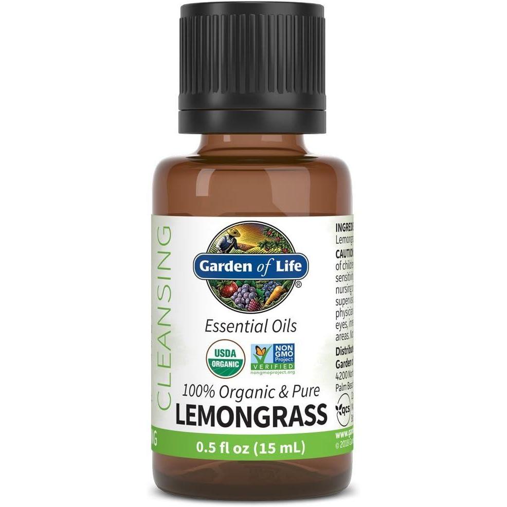 image:imageGarden of Life Essential Oil Lemongrass 05 fl oz 15 mL 100 USDA Organic amp Pure Clean Undiluted amp NonGMO  for Diffuser Aromatherapy Meditation  Cleansing Relaxing Calming Cleaning