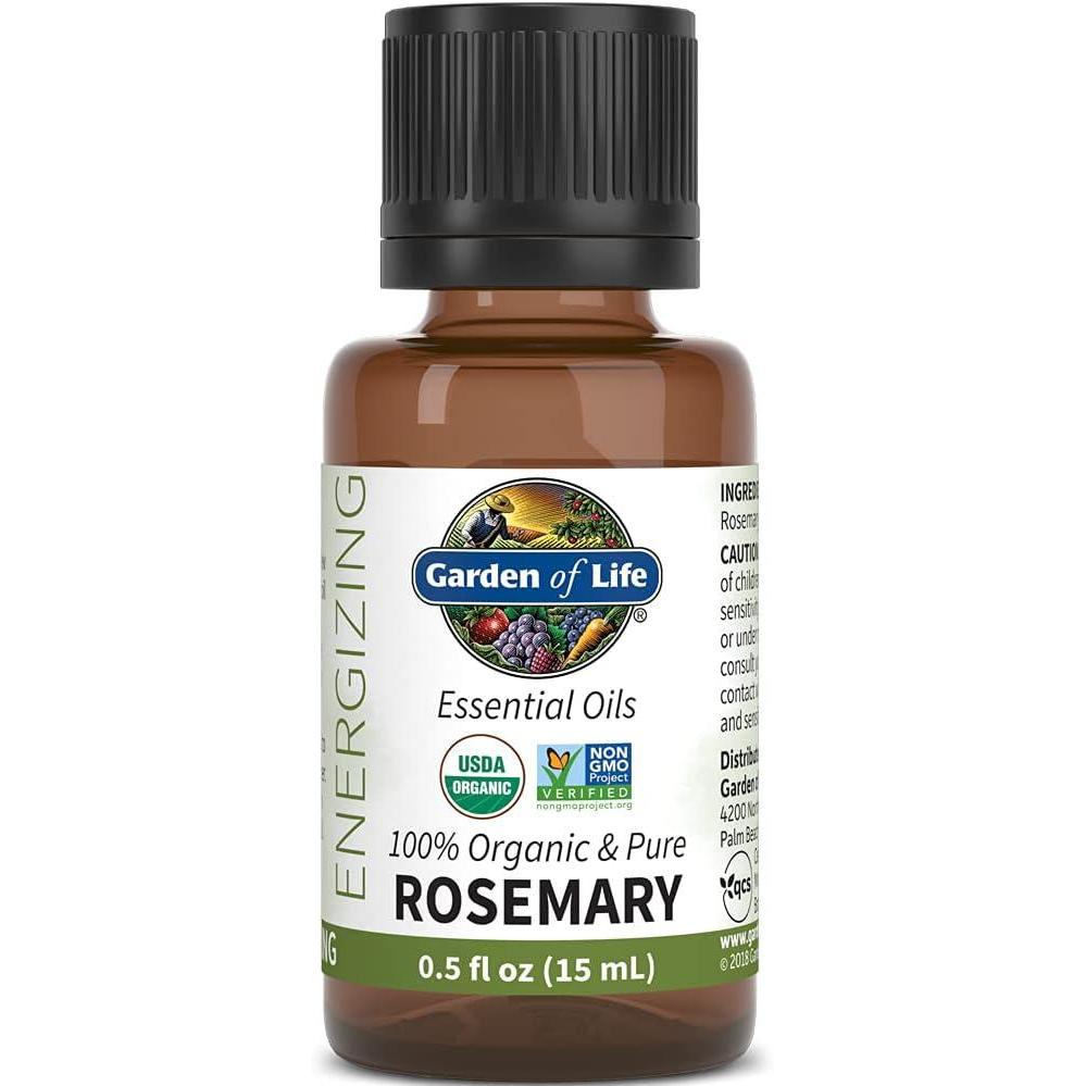 image:imageGarden of Life Essential Oil Rosemary 05 fl oz 15 mL 100 USDA Organic amp Pure Undiluted amp NonGMO for Diffuser Aromatherapy Meditation Energizing Stimulating Refreshing Clarifying