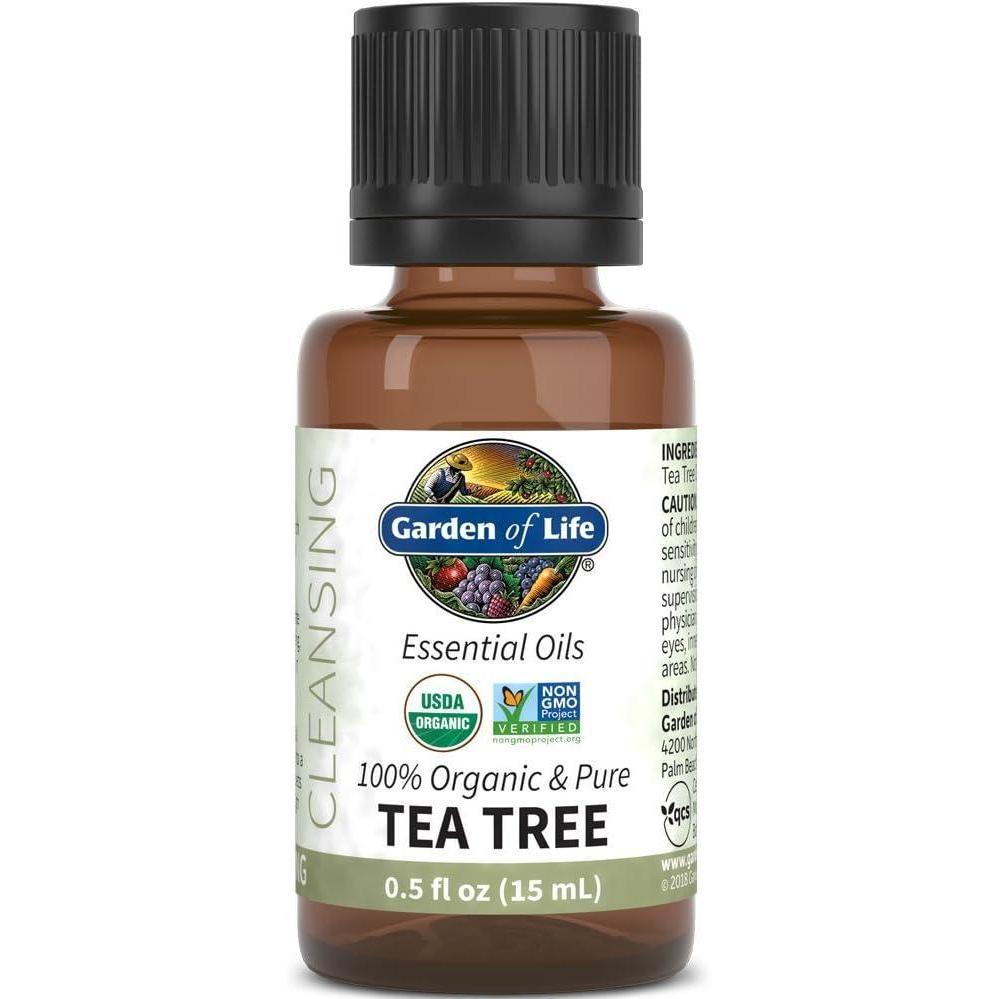 image:imageGarden of Life Essential Oil Tea Tree 05 fl oz 15 mL 100 USDA Organic amp Pure Clean Undiluted amp NonGMO for Diffuser Aromatherapy Medtiation Cleansing Refreshing Purifying