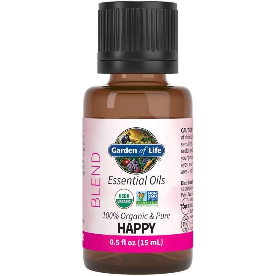 image:imageGarden of Life Essential Oils 100 Organic amp Pure Geranium Essential Oil Plus Sweet Orange amp Palmarosa Happy Blend for Diffusers Home Skin amp Body Care Refreshing Balancing Joyful 05 fl ozHappy Blend
