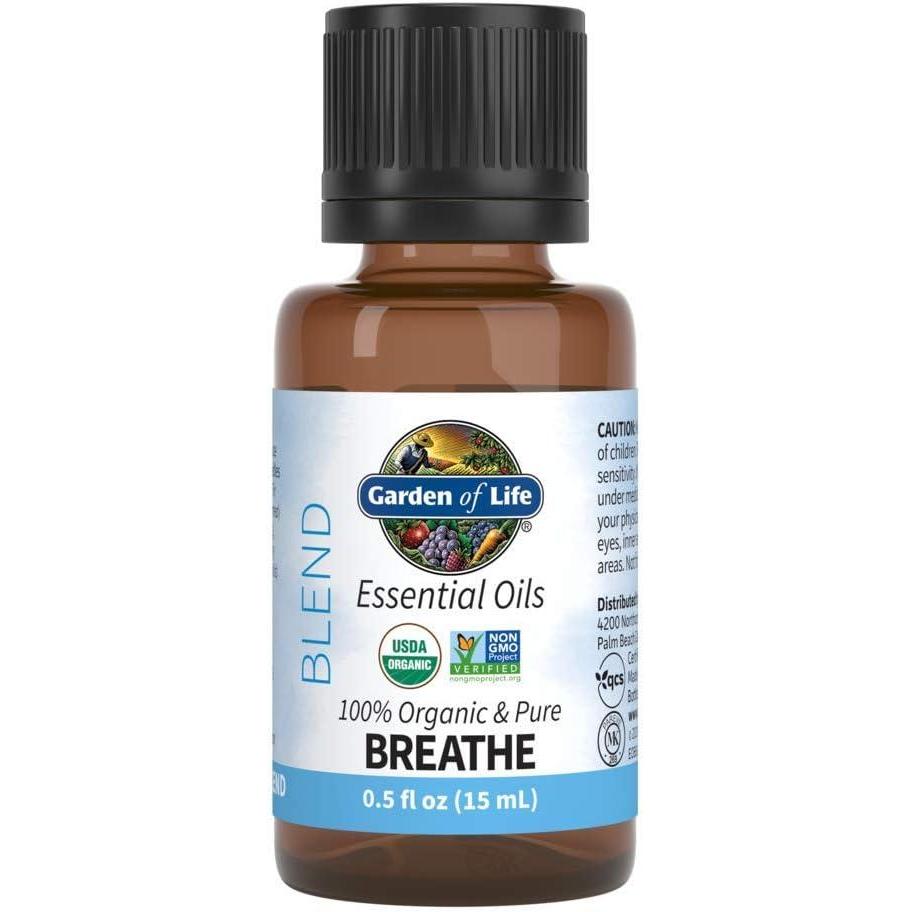 image:imageGarden of Life Essential Oils 100 Organic amp Pure Rosemary Black Spruce amp Fir Balsam Essential Oil Breathe Blend for Diffusers Home Skin amp Body Care Clarifying Clearing Focusing 05 fl oz