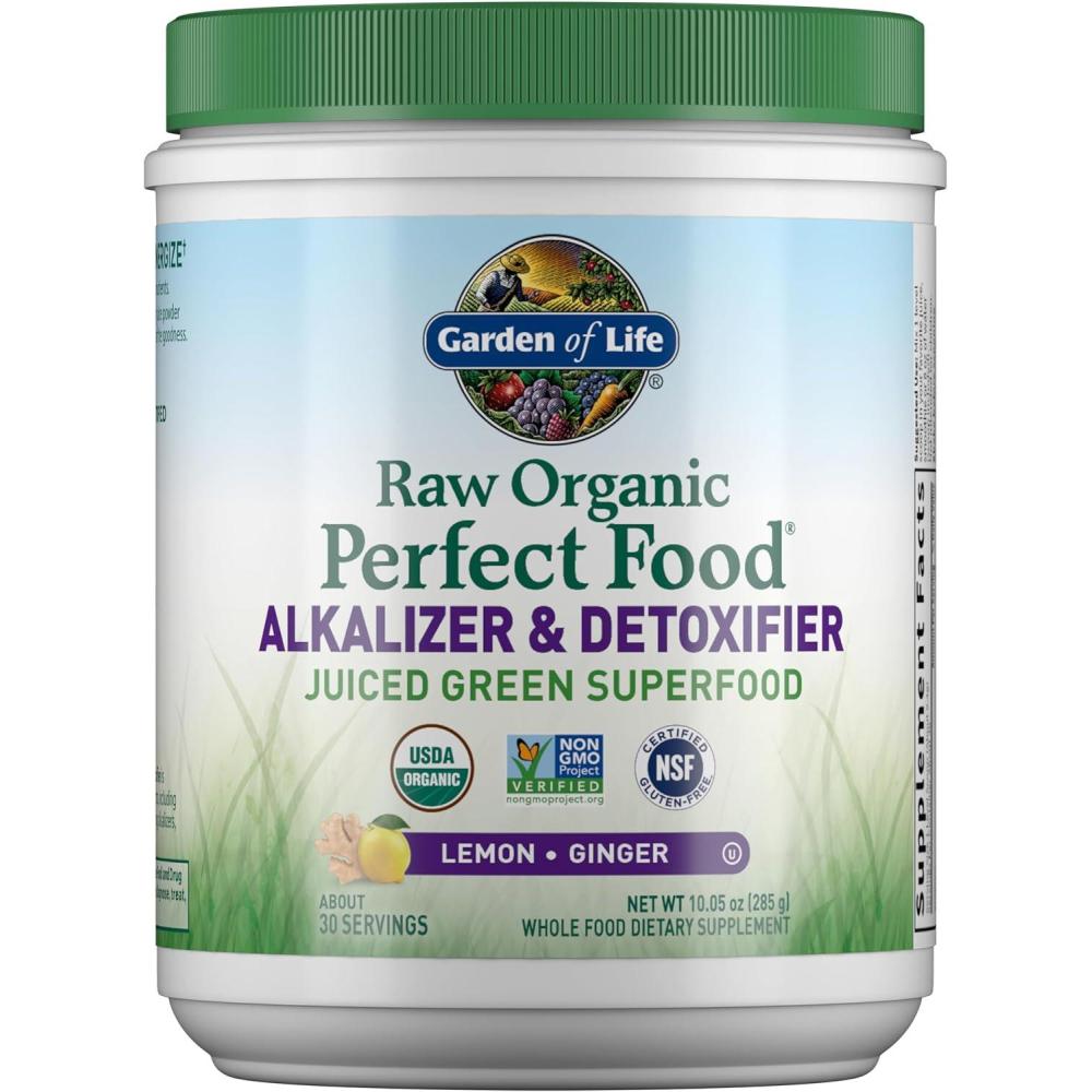 image:imageGarden of Life Raw Organic Perfect Food Alkalizer and Detoxifier Lemon Ginger Flavored Superfood Powder Supplement 30 ServingsLemon and ginger