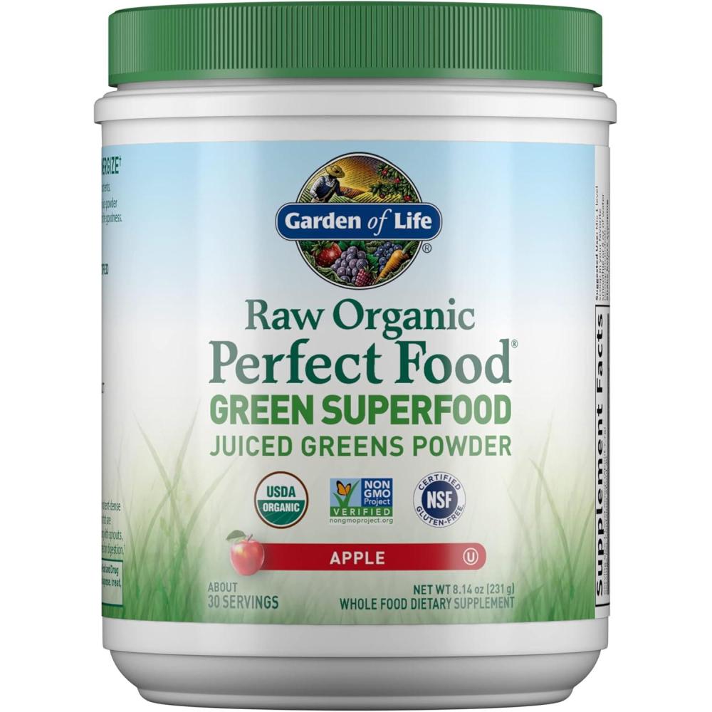 image:imageGarden of Life Raw Organic Perfect Food Green Superfood Juiced Greens Powder Original SteviaFree 30 Servings NonGMO Gluten Free Whole Food Dietary Supplement Alkalize Detoxify EnergizeApple