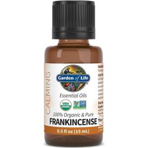 Garden of Life Essential Oil, Frankincense 0.5 fl oz (15 mL), 100% USDA Organic & Pure, Clean, Undiluted & Non-GMO – for Diffuser, Aromatherapy, Meditation, Skincare – Calming, Uplifting, Soothing
