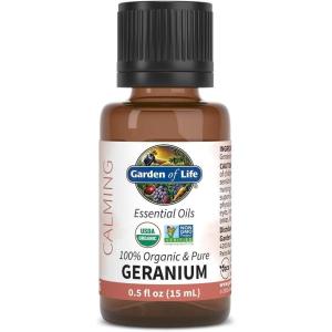 Garden of Life Essential Oil, Geranium 0.5 fl oz (15 mL), 100% USDA Organic & Pure, Clean, Undiluted & Non-GMO, for Diffuser, Aromatherapy, Meditation – Balance, Relaxation, Calming, Floral, Aromatic