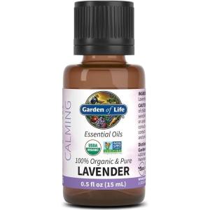 Garden of Life Essential Oil, Lavender 0.5 fl oz (15 mL), 100% USDA Organic & Pure, Clean, Undiluted & Non-GMO – for Diffuser, Aromatherapy, Meditation, Skincare, Sleep – Calming, Relaxing, Soothing(0.5 Fl Oz (Pack of 1))