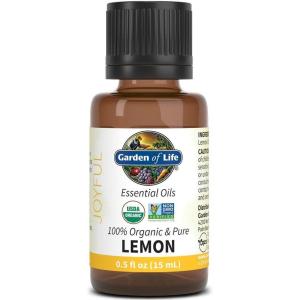Garden of Life Essential Oil, Lemon 0.5 fl oz (15 mL), 100% USDA Organic & Pure, Clean, Undiluted & Non-GMO – for Diffuser, Aromatherapy, Meditation – Joyful, Aromatic, Calming, Refreshing