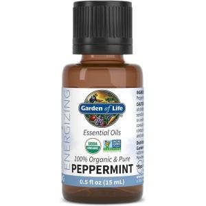 Garden of Life Essential Oil, Peppermint 0.5 fl oz (15 mL), 100% USDA Organic & Pure, Undiluted & Non-GMO – for Diffuser, Aromatherapy, Meditation – Energizing, Invigorating, Refreshing, Uplifting(Peppermint)