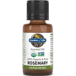 Garden of Life Essential Oil, Rosemary 0.5 fl oz (15 mL), 100% USDA Organic & Pure, Undiluted & Non-GMO – for Diffuser, Aromatherapy, Meditation – Energizing, Stimulating, Refreshing, Clarifying