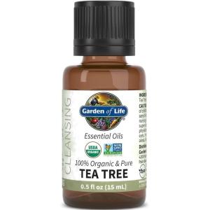 Garden of Life Essential Oil, Tea Tree 0.5 fl oz (15 mL), 100% USDA Organic & Pure, Clean, Undiluted & Non-GMO – for Diffuser, Aromatherapy, Medtiation – Cleansing, Refreshing, Purifying