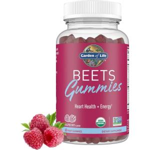 Garden of Life Organic Beet Root Gummies Made from Pectin with Antioxidants, Vitamin C, Vitamin D & B12 for Heart Health & Energy – BEETS Gummies – Vegan, Gluten Free, Non GMO, Raspberry, 30 Servings