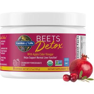 Garden of Life Organic Beet Root Powder with Antioxidants, Vitamin C, Probiotics & Apple Cider Vinegar for Digestive & Liver Health – BEETS Detox – Vegan, Non GMO, Cranberry Pomegranate, 30 Servings