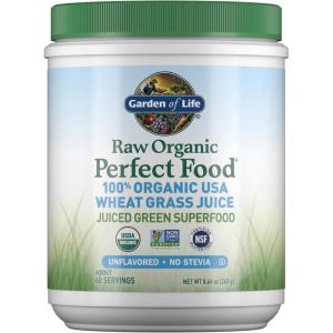 Garden of Life Raw Organic Perfect Food 100% Organic USA Wheat Grass Juice – Juiced Green Superfood Greens Powder, 60 Servings – Stevia-Free, Non-GMO, Vegan, Gluten Free Whole Food Dietary Supplement