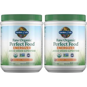 Garden of Life Raw Organic Perfect Food Energizer Juiced Green Superfood Powder – Yerba Mate Pomegranate, 30 Servings, Green Superfood Powder & Probiotics, Gluten Free Whole Food Greens Supplements(10 Ounce (Pack of 2))