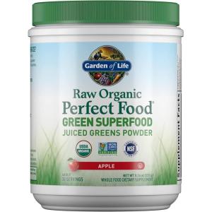 Garden of Life Raw Organic Perfect Food Green Superfood Juiced Greens Powder – Original Stevia-Free, 30 Servings, Non-GMO, Gluten Free Whole Food Dietary Supplement, Alkalize, Detoxify, Energize(Apple)